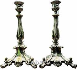 10 PAIR OF VINTAGE BAROQUE STYLE SILVERPLATE CANDLESTICKS -2.6lbs