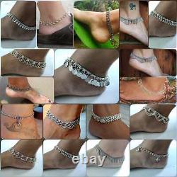 10 Pairs Lot Ankle bells Belly dance jewelry Vintage Silver Plated Tribal Anklet