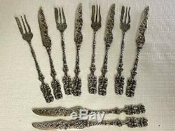 10 Pieces Vintage 800 Silver Fork/Knife Flatware Ornate Couple Handle 226G