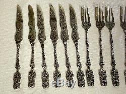 10 Pieces Vintage 800 Silver Fork/Knife Flatware Ornate Couple Handle 226G