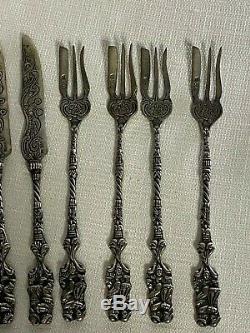 10 Pieces Vintage 800 Silver Fork/Knife Flatware Ornate Couple Handle 226G