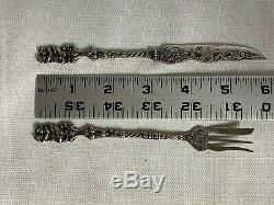 10 Pieces Vintage 800 Silver Fork/Knife Flatware Ornate Couple Handle 226G