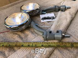 12 Volt Small Clear Vintage Style Fog Lights With Fog Cap And Pair Gray Bracks
