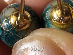 17 Pair Vintage Sterling or 14k Gold Enamel-Guilloche Earrings 5 Pendants, 1 Pin