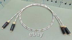 18 AWG Locking RCA Audio Interconnect Cables 1 Meter vintage Silver Plated PTFE