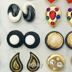18 Pairs Vintage Handmade Gaudy Acrylic Novelty Clip On Earrings