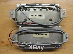 1990 Paul Reed Smith HFS and Vintage Bass Pickups Set Pair Silver Baseplates