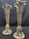 19th Century Sheffield Plate Silver Corinthian Candle Holders Pair (2) Weighted