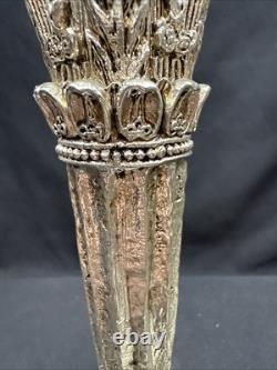 19th Century Sheffield Plate Silver Corinthian Candle Holders Pair (2) Weighted