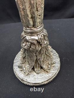 19th Century Sheffield Plate Silver Corinthian Candle Holders Pair (2) Weighted