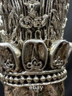 19th Century Sheffield Plate Silver Corinthian Candle Holders Pair (2) Weighted