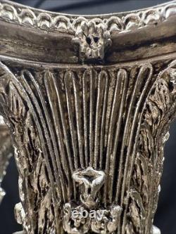 19th Century Sheffield Plate Silver Corinthian Candle Holders Pair (2) Weighted