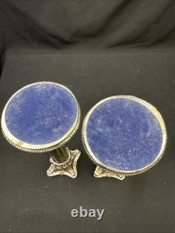19th Century Sheffield Plate Silver Corinthian Candle Holders Pair (2) Weighted
