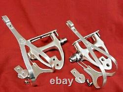 1 Pair 1980's Vintage Campagnolo 305/501 C-Record Pedals with XL Alloy Toe clips
