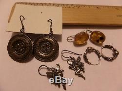 23 Lot Pairs Of Earrings Vintage Sterling Silver Alpaca More