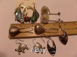 23 Lot Pairs Of Earrings Vintage Sterling Silver Alpaca More