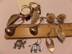 23 Lot Pairs Of Earrings Vintage Sterling Silver Alpaca More