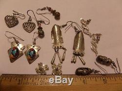 23 Lot Pairs Of Earrings Vintage Sterling Silver Alpaca More