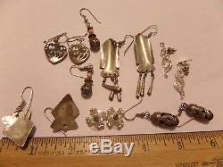 23 Lot Pairs Of Earrings Vintage Sterling Silver Alpaca More