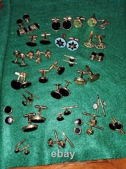 27 pair of Estate Vintage Cufflinks Pairs Colorful Gold silver Tone