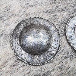 2 1/4 Vintage Sterling Silver Domed Conchos Pair