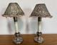 2 Antique Sterling Silver Spring Loaded Candle Holder With Pink Filigree Shades