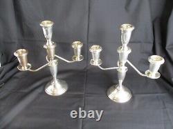 2 Crown Sterling Silver 4 pcs. Convertible Candelabras Hold 3 Candles Ea. 11