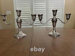 2 Duchin Creation Sterling Weighted & Marked 3-Candle Candelabras (Vintage)