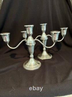 2 Duchin Creation Sterling Weighted & Marked 3-Candle Candelabras (Vintage)