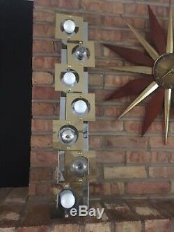 2 Large Vintage Modern Op Art Mid Century Sconce Wall Light Pair Vanity Fixtures