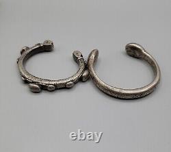 2 Nubian Silver Currency Bracelets 800 Silver 182.7 Grams Pair 6.5 & 7 Antique