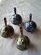 2 Pairs Of Vintage Silver & Enamel Salt Cellar Cloisonne With Sterling Spoons