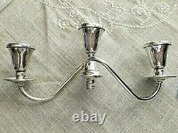 2 VINTAGE LUNT PAIR STERLING SILVER 3-CANDLE CANDELABRA. 925 1970s -13.25