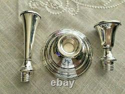 2 VINTAGE LUNT PAIR STERLING SILVER 3-CANDLE CANDELABRA. 925 1970s -13.25