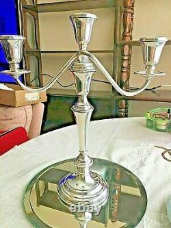 2 VINTAGE LUNT PAIR STERLING SILVER 3-CANDLE CANDELABRA. 925 1970s -13.25