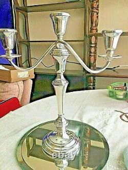 2 VINTAGE LUNT PAIR STERLING SILVER 3-CANDLE CANDELABRA. 925 1970s -13.25