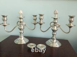 2 Vintage Silver Plate Sheffield Candelabras 3 Nozzle Candle Stick Holders DsVa