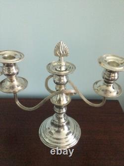 2 Vintage Silver Plate Sheffield Candelabras 3 Nozzle Candle Stick Holders DsVa