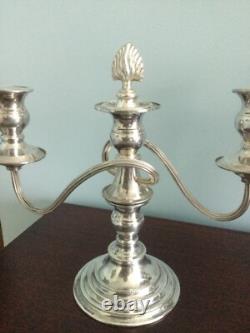 2 Vintage Silver Plate Sheffield Candelabras 3 Nozzle Candle Stick Holders DsVa