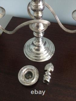 2 Vintage Silver Plate Sheffield Candelabras 3 Nozzle Candle Stick Holders DsVa