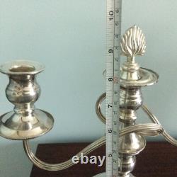 2 Vintage Silver Plate Sheffield Candelabras 3 Nozzle Candle Stick Holders DsVa