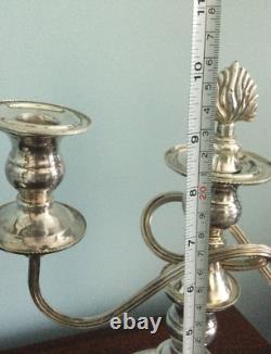 2 Vintage Silver Plate Sheffield Candelabras 3 Nozzle Candle Stick Holders DsVa