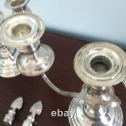 2 Vintage Silver Plate Sheffield Candelabras 3 Nozzle Candle Stick Holders DsVa