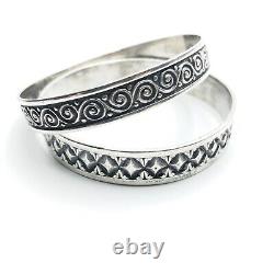 2 Vintage Sterling Silver Bangle Bracelets, Handmade Sterling OCHS Jewelry