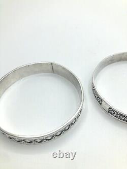 2 Vintage Sterling Silver Bangle Bracelets, Handmade Sterling OCHS Jewelry