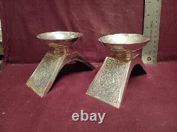 2pc Vintage PAKISTAN PAK 96 SILVER CANDLE STICKS 4 3/4 X 3 202 g no monogram