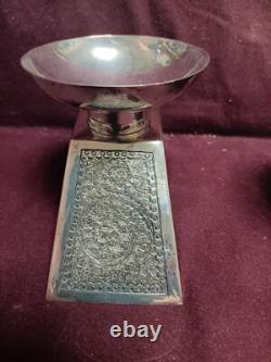 2pc Vintage PAKISTAN PAK 96 SILVER CANDLE STICKS 4 3/4 X 3 202 g no monogram