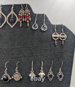 30+ Pairs -Vintage Sterling Silver Diamonds Gemstones Stones Etc. Earrings 114g