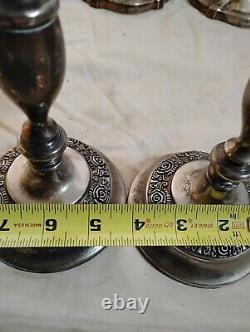 4pair Vintage Silver Candle Holders. TALL