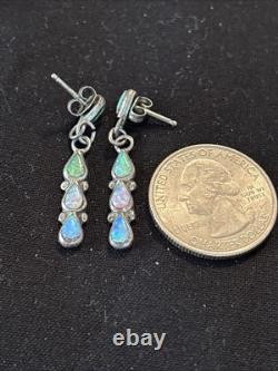 6 Pair Vintage Handmade Sterling Silver Multi Stone Pierced Earrings